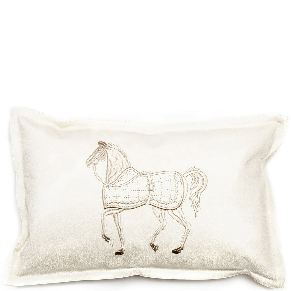 Filip Caravaggio - Horse Embroidered White Accent Cushion | Knot Home