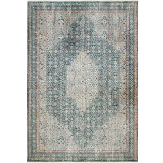 Harper Sky - Traditional Carpet Rug with Central Medallion Patterned | Knot Home