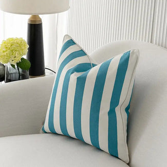 Aelia Azure - Turquoise and white Stripes Outdoor Cushion | Knot Home