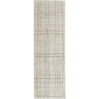 Zen Bianca - Charcoal Wavy Grid Textured Beige Runner Rug Online | Knot Home