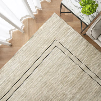 Zen Colin - Black Bordered Rectangular Carpet Rug | Knot Home