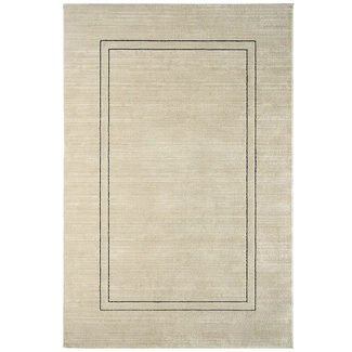 Zen Colin - Contrast Black Rectangular Border Beige Modern Carpet Online | Knot Home