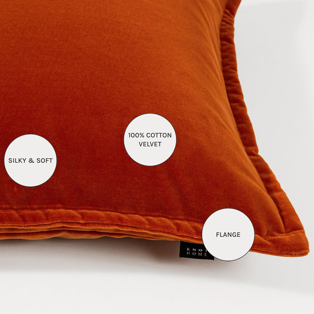 Alessandra Tangelo - Tangarine Orange Velvet Cushion | Knot Home