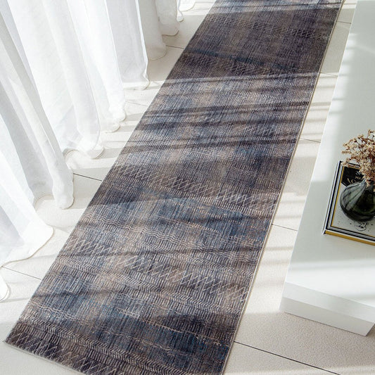 Alexander Ashton - Blue Grey Carpet Runner In Striped Pattern | Knot Home