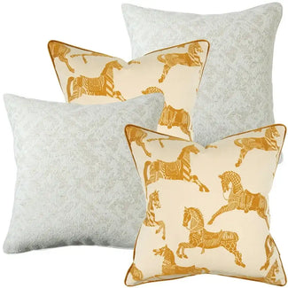 Alona Bundle - Abstract & Horse Embroidered Cushions Online | Knot Home