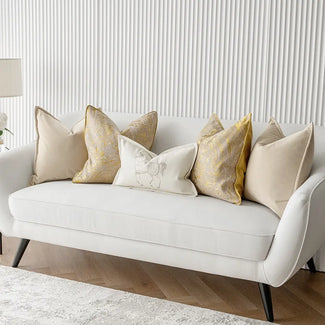 Alfie Bundle- Shiny Beige Cushion Set with Horse Accent
 | Knot Home