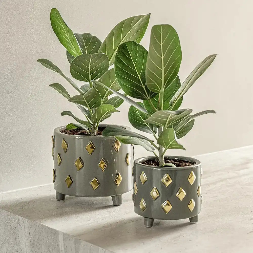 grey and gold plant pot Caspian Arneson