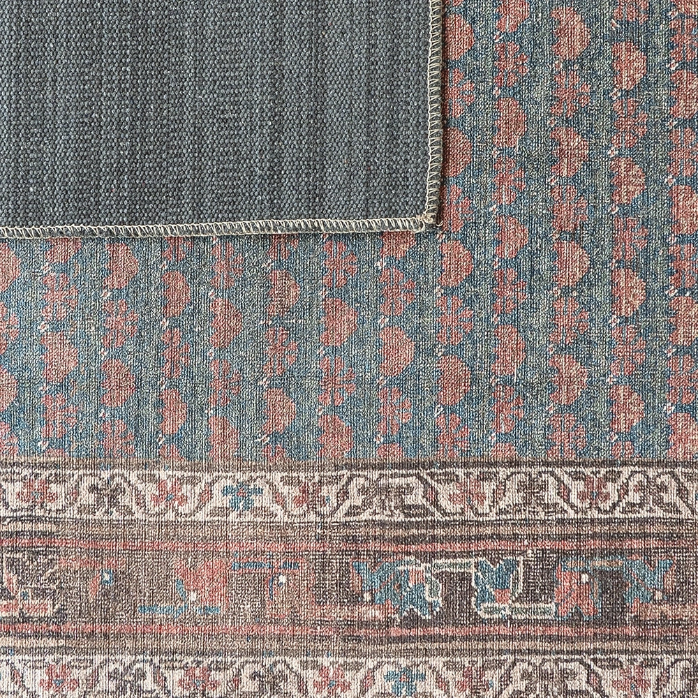Vincent Denim Runners Traditional Pattern Slate Blue And Terracotta Carpet | Power Loomed Carpet | Product Image 7