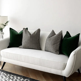 Tim Bundle (4 pcs) - Luxe Green Velvet & Checkered Cushion Set
 | Knot Home