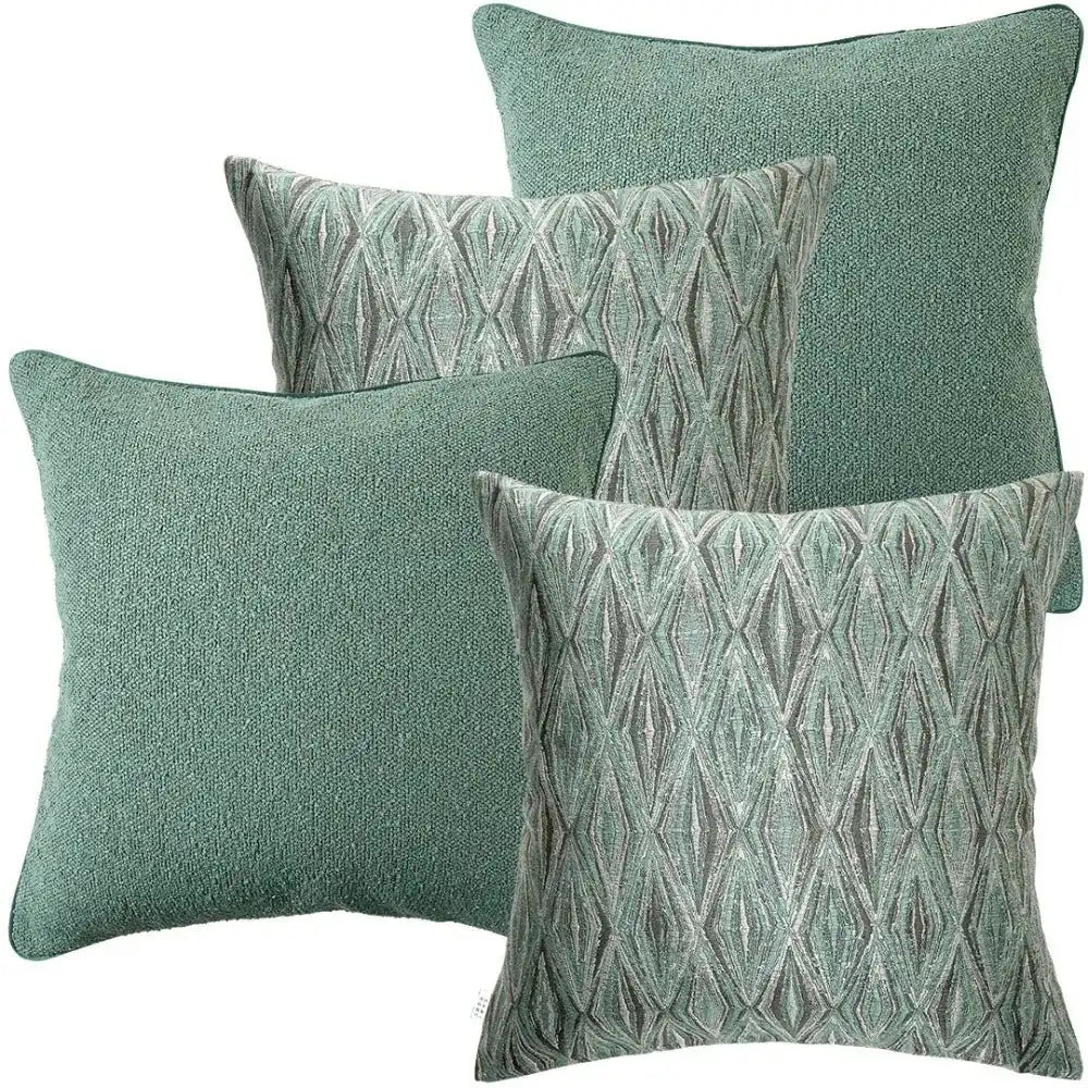 Buy Sage Green Cushion Set in Plain Diamond Pattern Pair Knot Home
