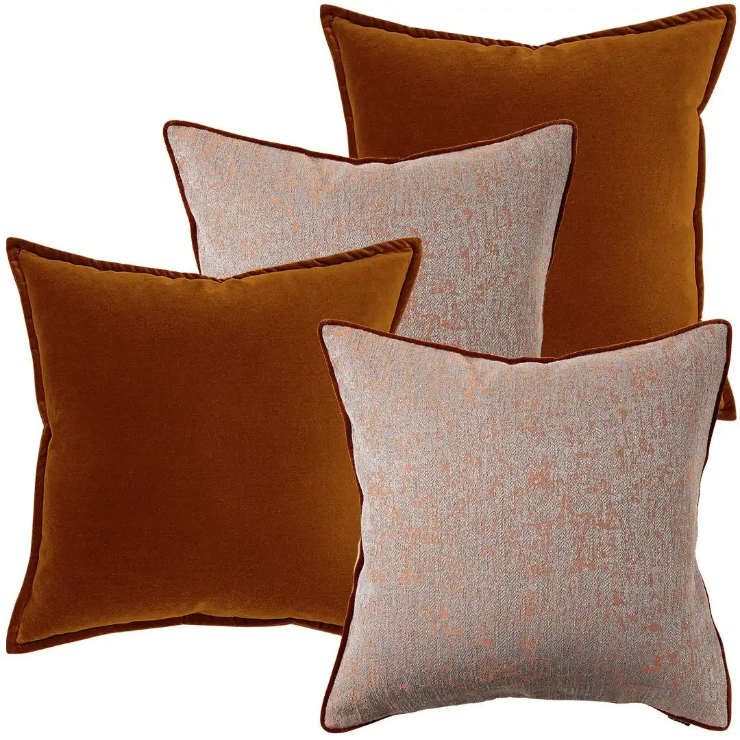 Evander Bundle Buy Rust Velvet Jacquard Cushion Set| Knot Home