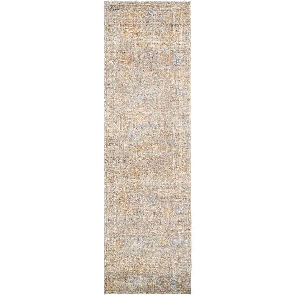 Hana Goldberg Runners - Gold Blue Rustic Texture Abstract Carpet | Knot Home