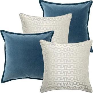 Velvet Blue Metallic Geometric Myra Cushion Bundle | Bundle Cushion | Product Image 1