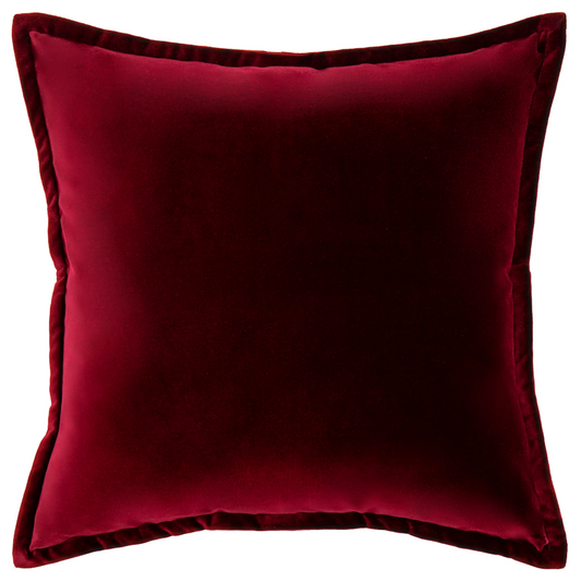 Alessandra Scarlet - Red Velvet Cushion For Sofa | Knot Home