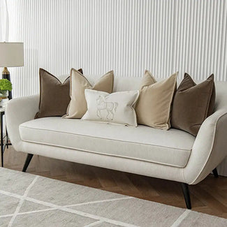 Nadine Bundle - Beige Brown Velvet Cushion with Horse Motif Accent Cushion | Knot Home