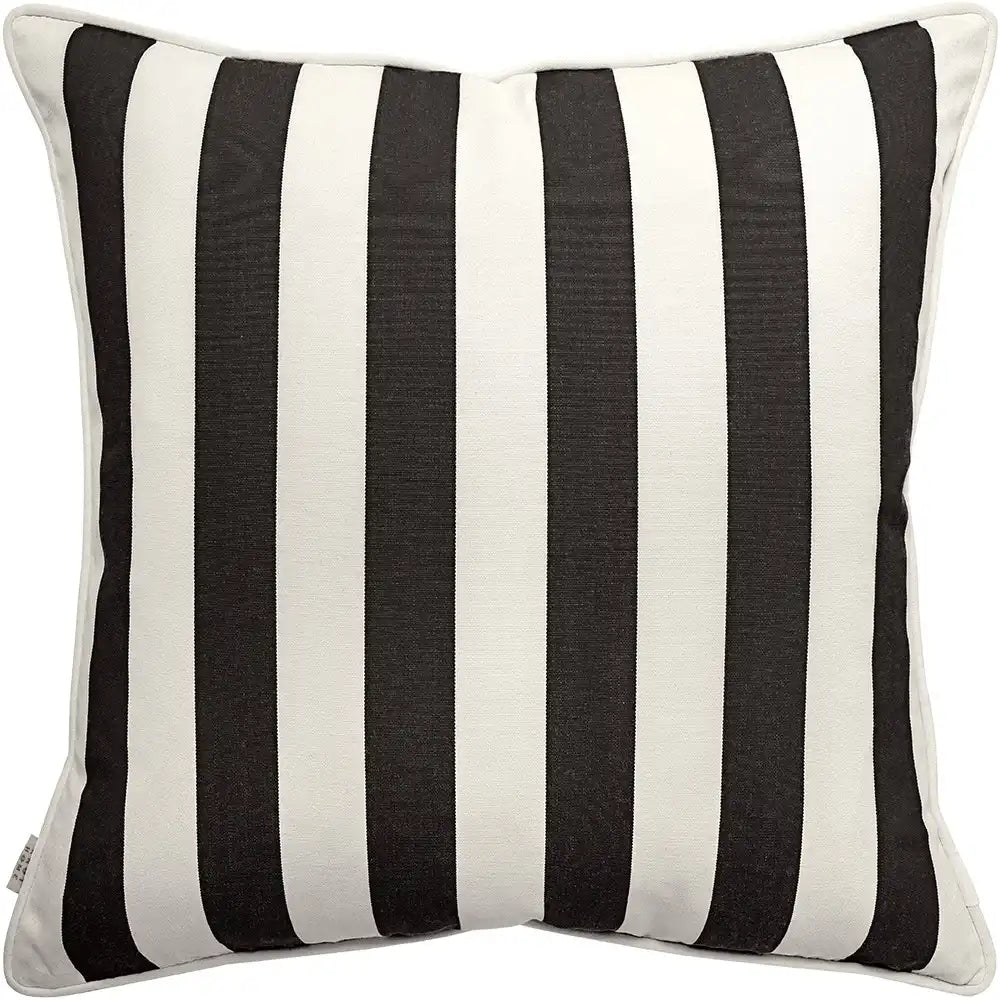 Aelia Ebony - Black & White Wide Stripes Outdoor Cushions Online | Knot Home