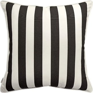 Aelia Ebony - Black & White Wide Stripes Outdoor Cushions Online | Knot Home
