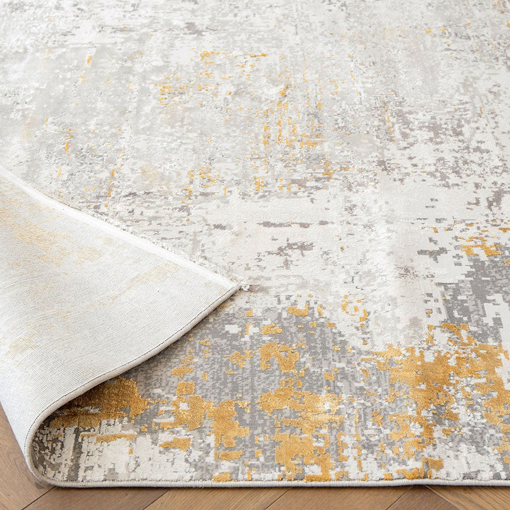 Athena Goldberg Yellow And Grey Abstract Carpet