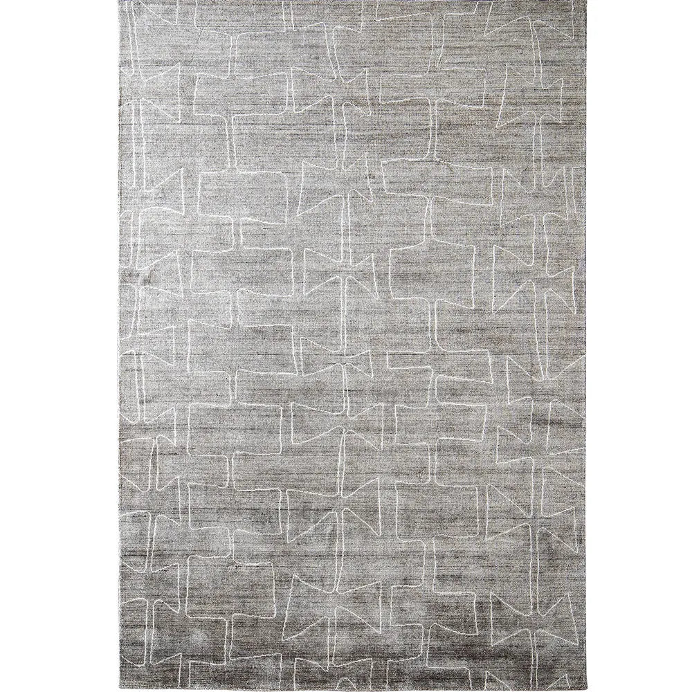 Caleb Dune Grey Pattern, Blue Wool Carpet