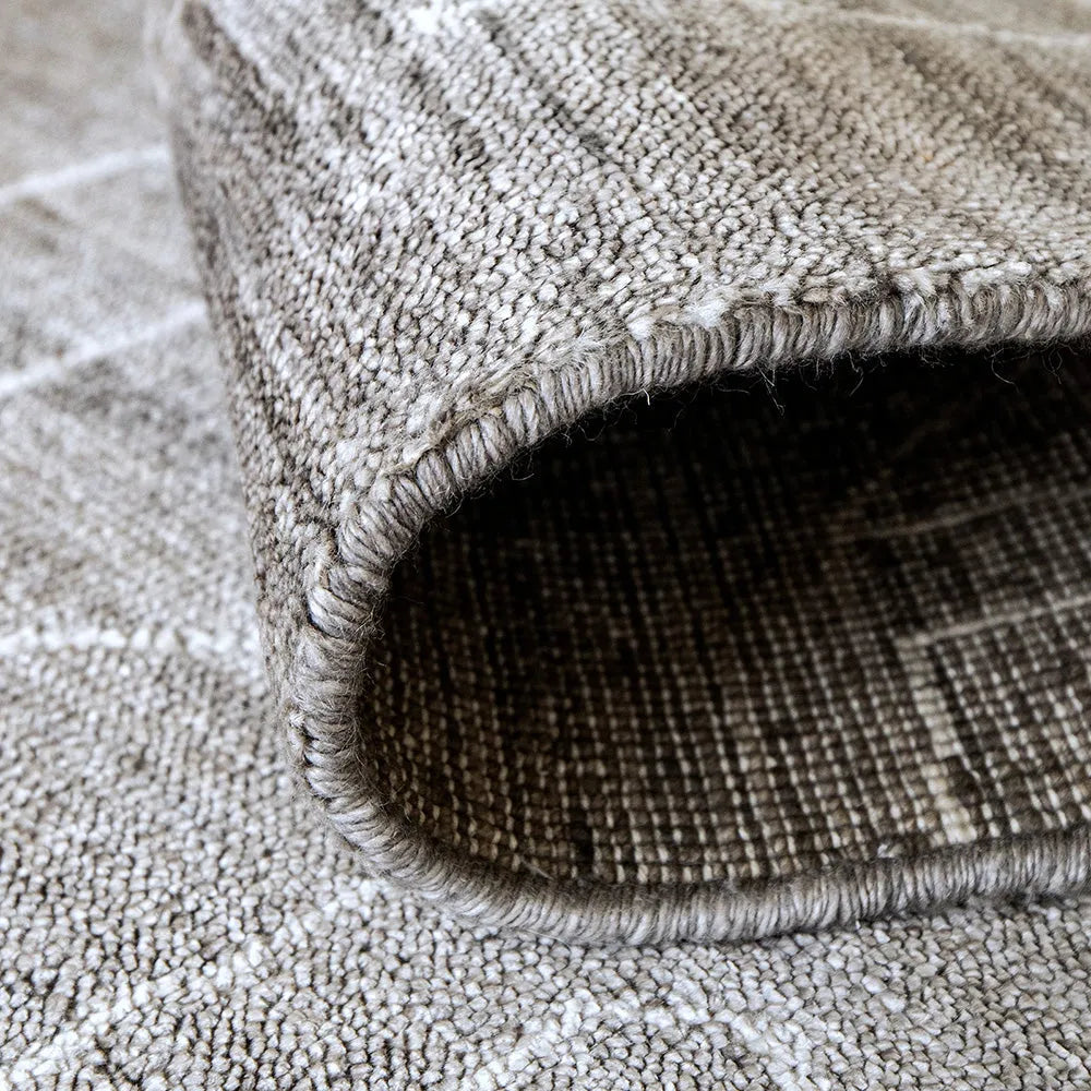 Caleb Dune Grey Pattern, Blue Wool Carpet