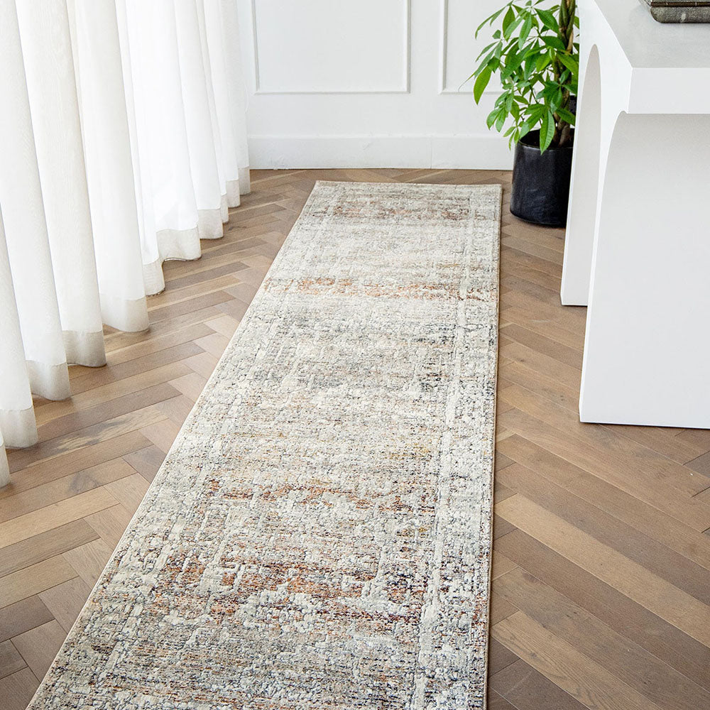 Ethan Martin Beige And Grey Distressed Carpet