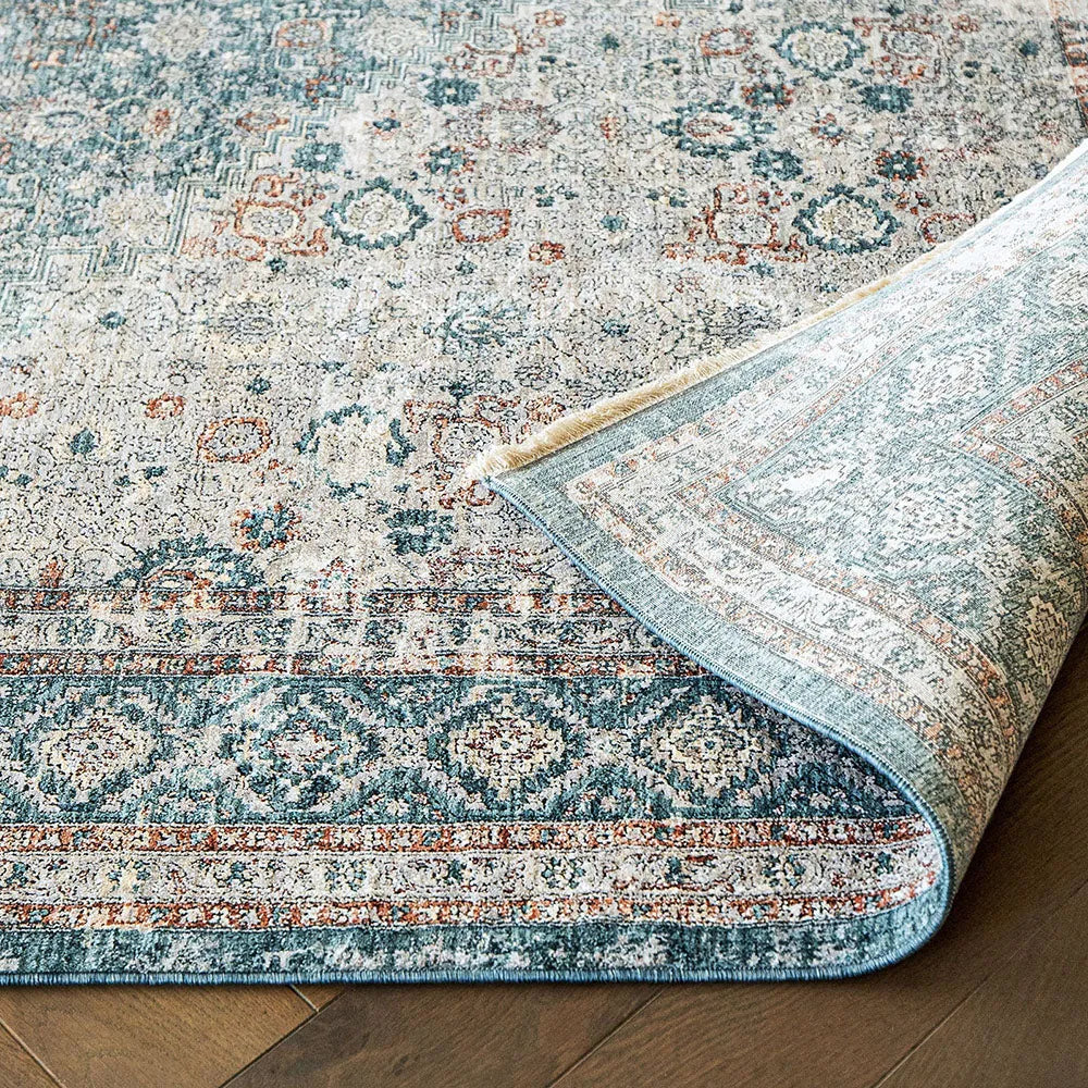 Harper Sky Distressed Blue Beige Carpet