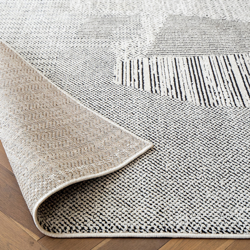 Renzo Dusty Black And White Patchwork Carpet
