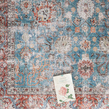 Vince Sky Red And Blue Faded, Distressed Red And Blue Carpet