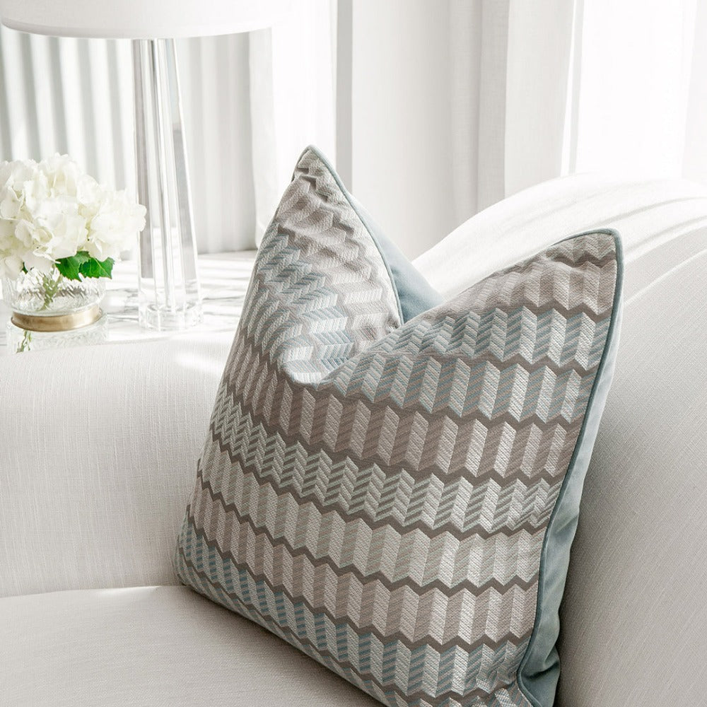 Squares Silver Blue Patterns Dolly Cushion Bundle | Knot Home