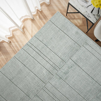 Elliot Azure - Iceberg Green With Geometric Lines Carpet | Knot Home