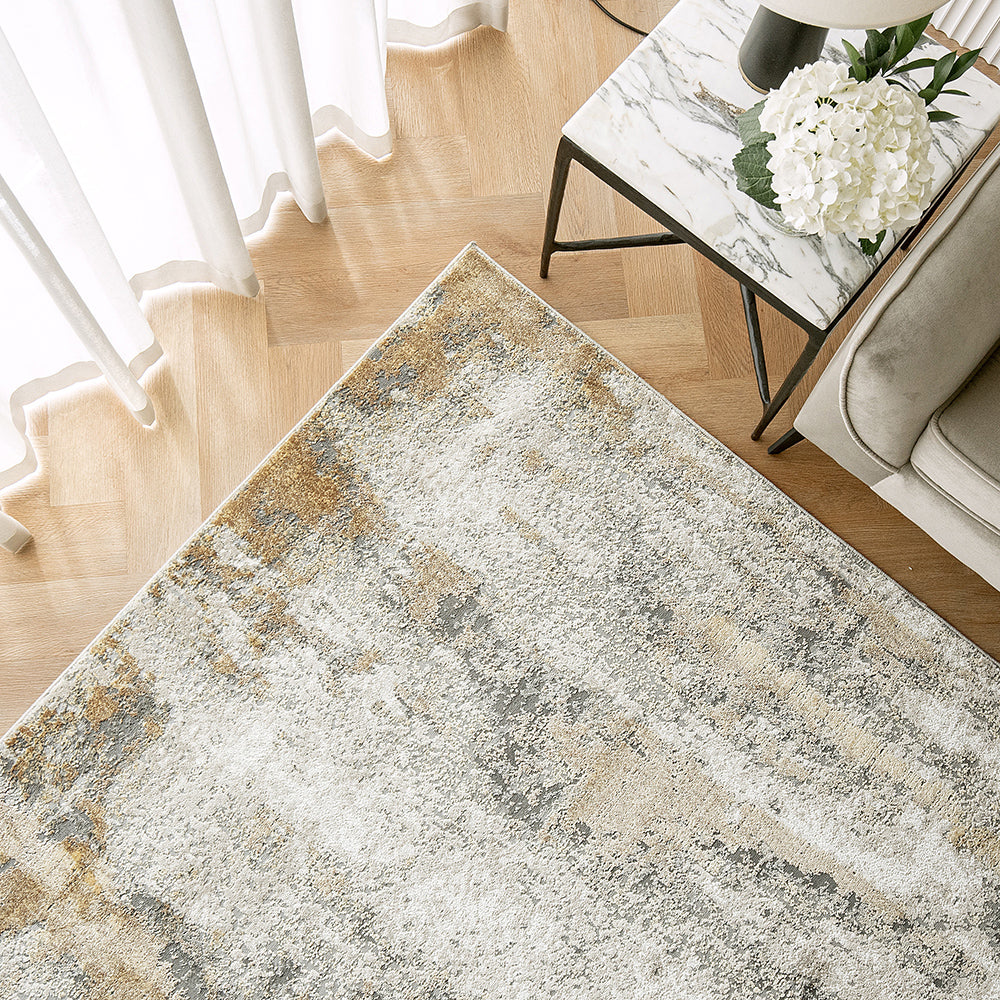 Cooper Goldberg Grey And Gold Abstract Carpet