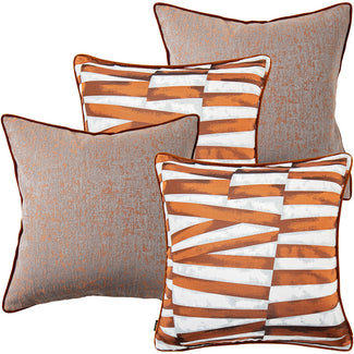 Alani Bundle - 3D Pattern & Orange Cushion Set | Knot Home
