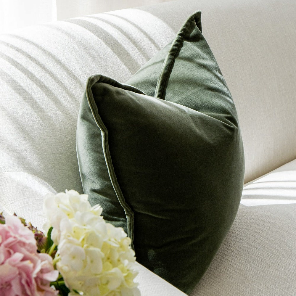 Lottie Cushion Bundle - Forest Green Velvet Cushions Online | Knot Home