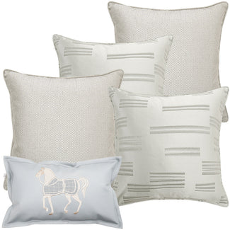 Anastasia Bundle - Squares Sewed Horse Brown Line Cushion | Knot Home