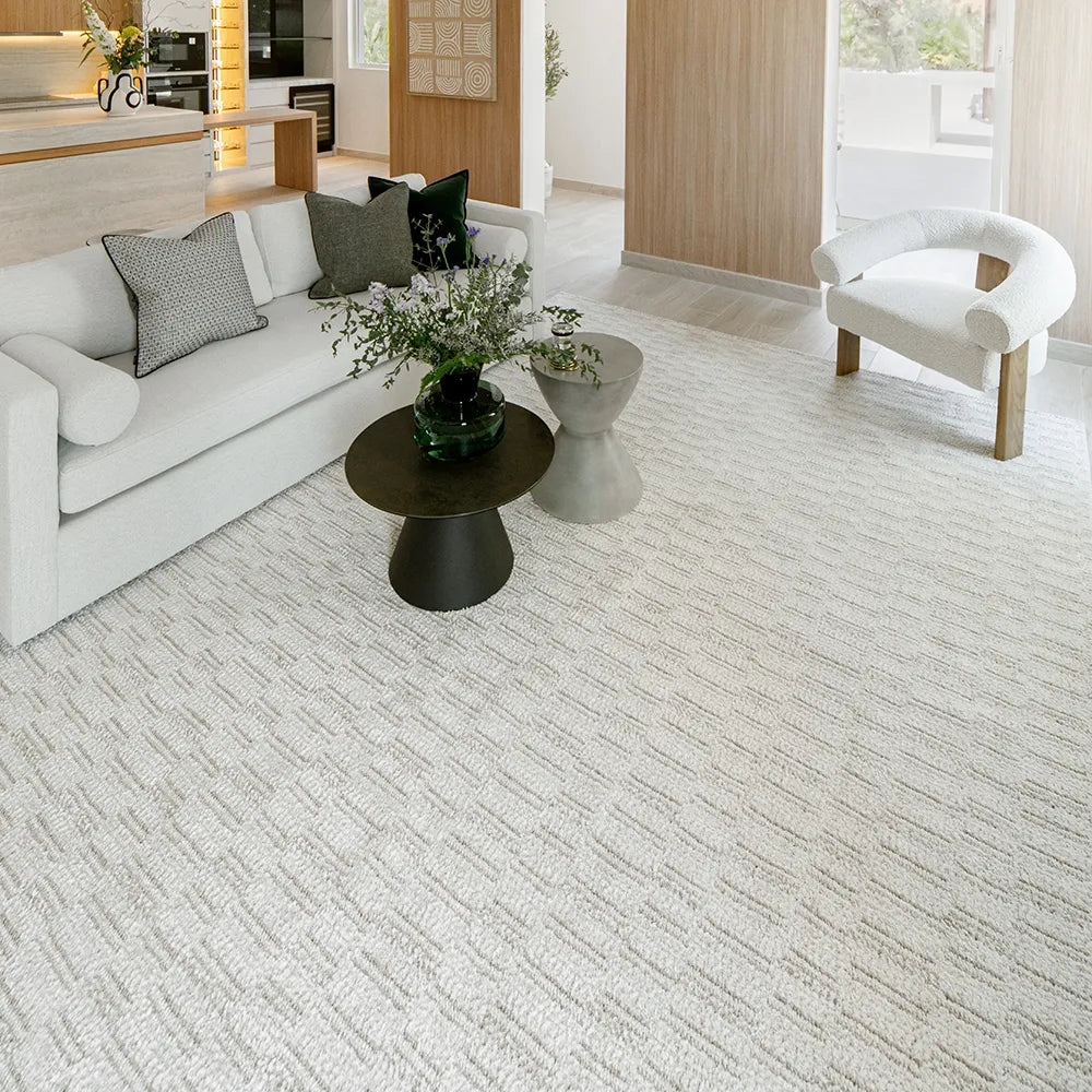 Henry Dune - Textured Rectangular Grid Patterned Carpet | Knot Home