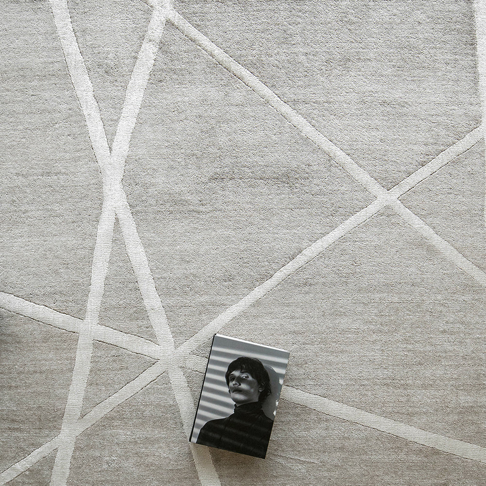 Dash Dune Grey Crossed Lines Carpet