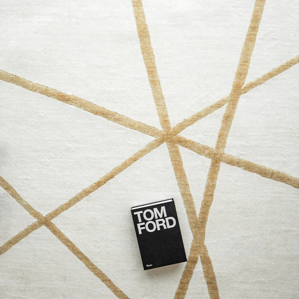 Dash Goldberg Rounds Off White Gold Line Pattern Carpet Knot Home