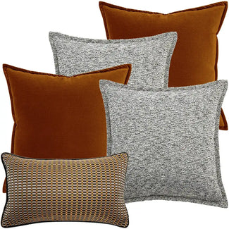 Roselyn Bundle Rust Velvet Jacquard Cushion | Bundle Cushion | Product Image 1