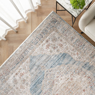 Alexander Sky Pale Blue oriental Polyester Carpet Online| Knot Home