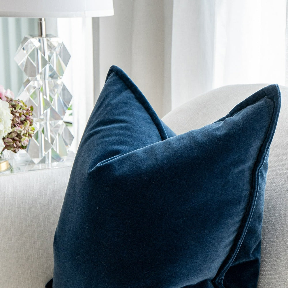 Velvet hot sale navy cushions