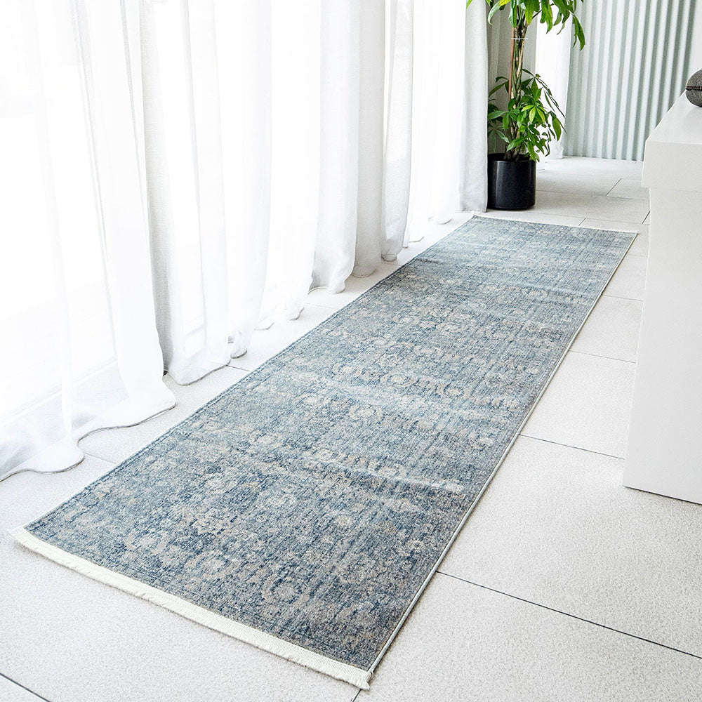 Alexander Azure Distressed Blue Area Carpet