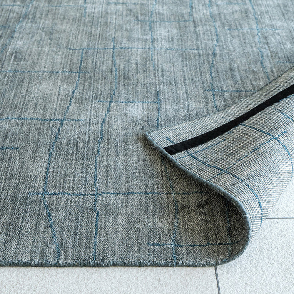 Caleb Ashton Modern In Solid Grey And Teal Colors Carpet