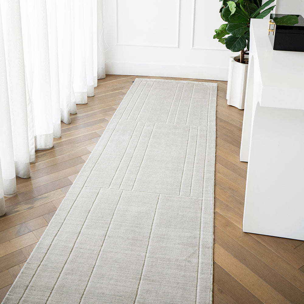 Elliot Ashton Light Grey Line Pattern Carpet