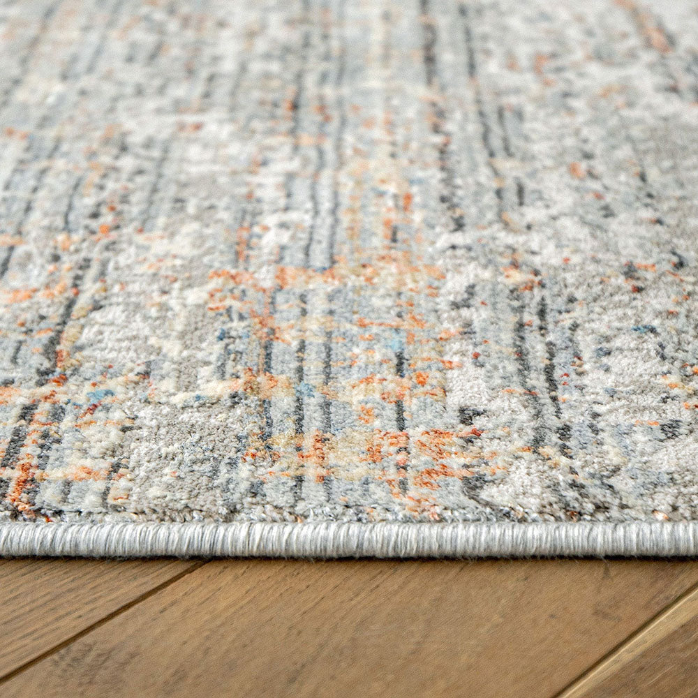 Jacob Sandy Distressed Rust And Grey Striped Carpet