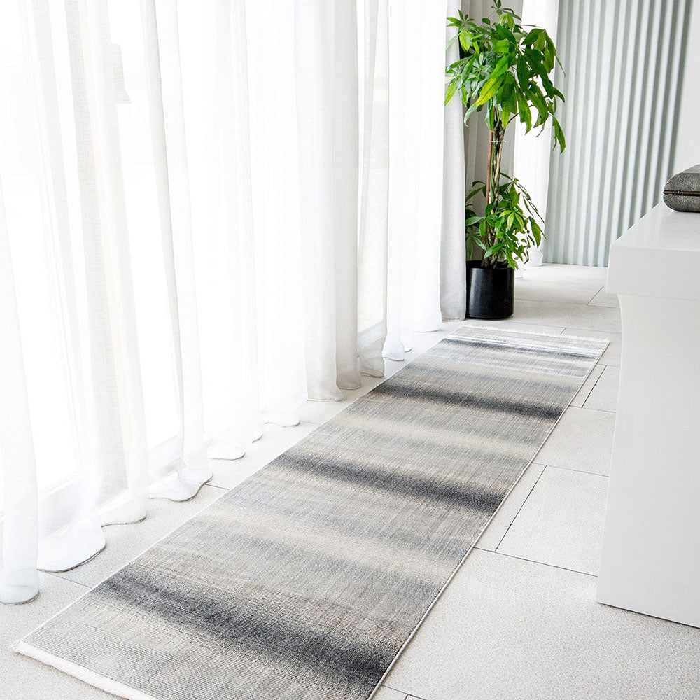 Jade Ashton Textured Grey Striped Carpet