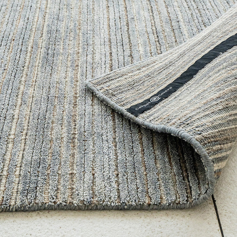 Rita Stevens Blue Gray Striped Carpet